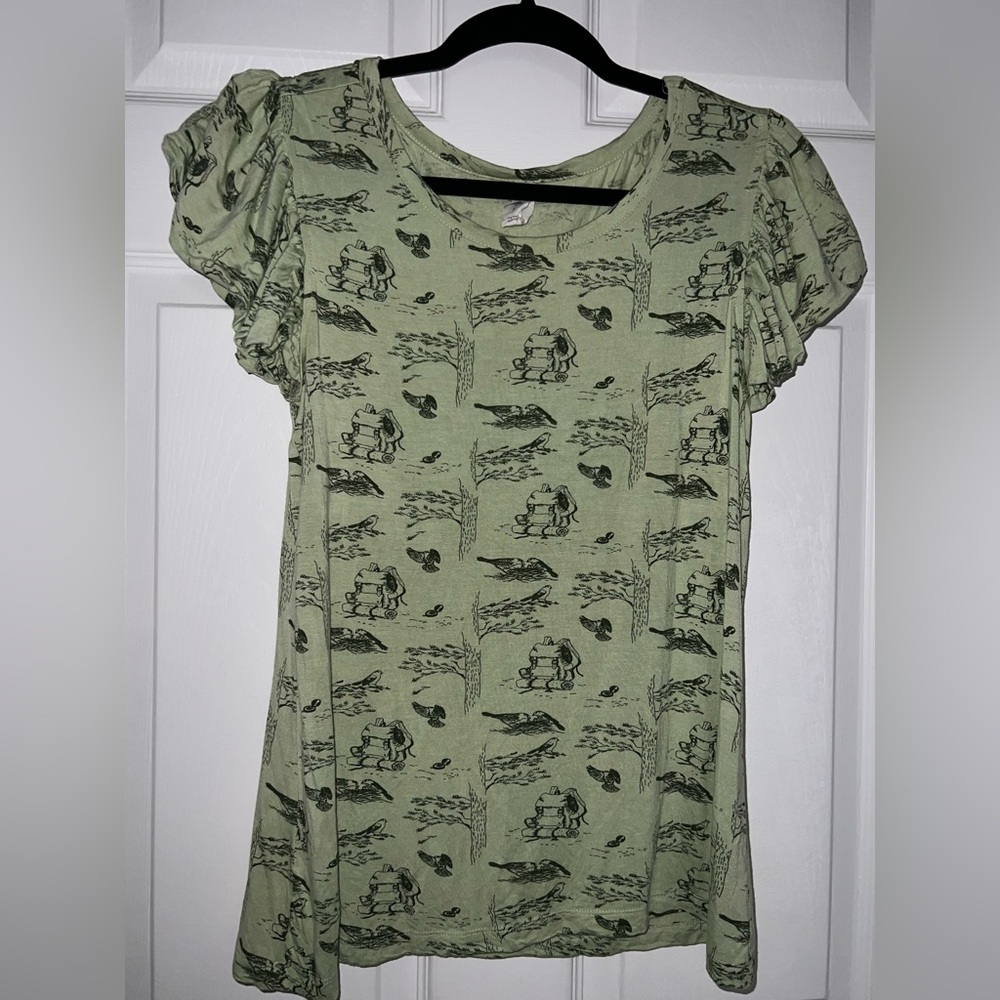 ‼️NWOT: Kate Quinn Green Nature Scene Blouse - S